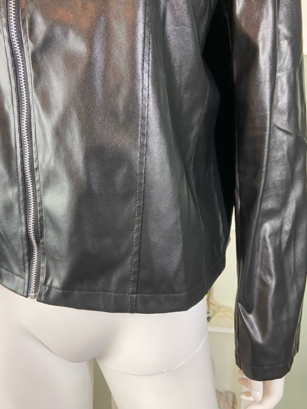 3/$12 Polyurethane Faux-Leather Moto Motorcycle Jacket Windbreaker Vinyl - Picture 7 of 11